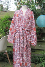 Kimono, dressing gown hand printed with vegetable dyes. 100% cotton