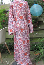 Kimono, dressing gown hand printed with vegetable dyes. 100% cotton