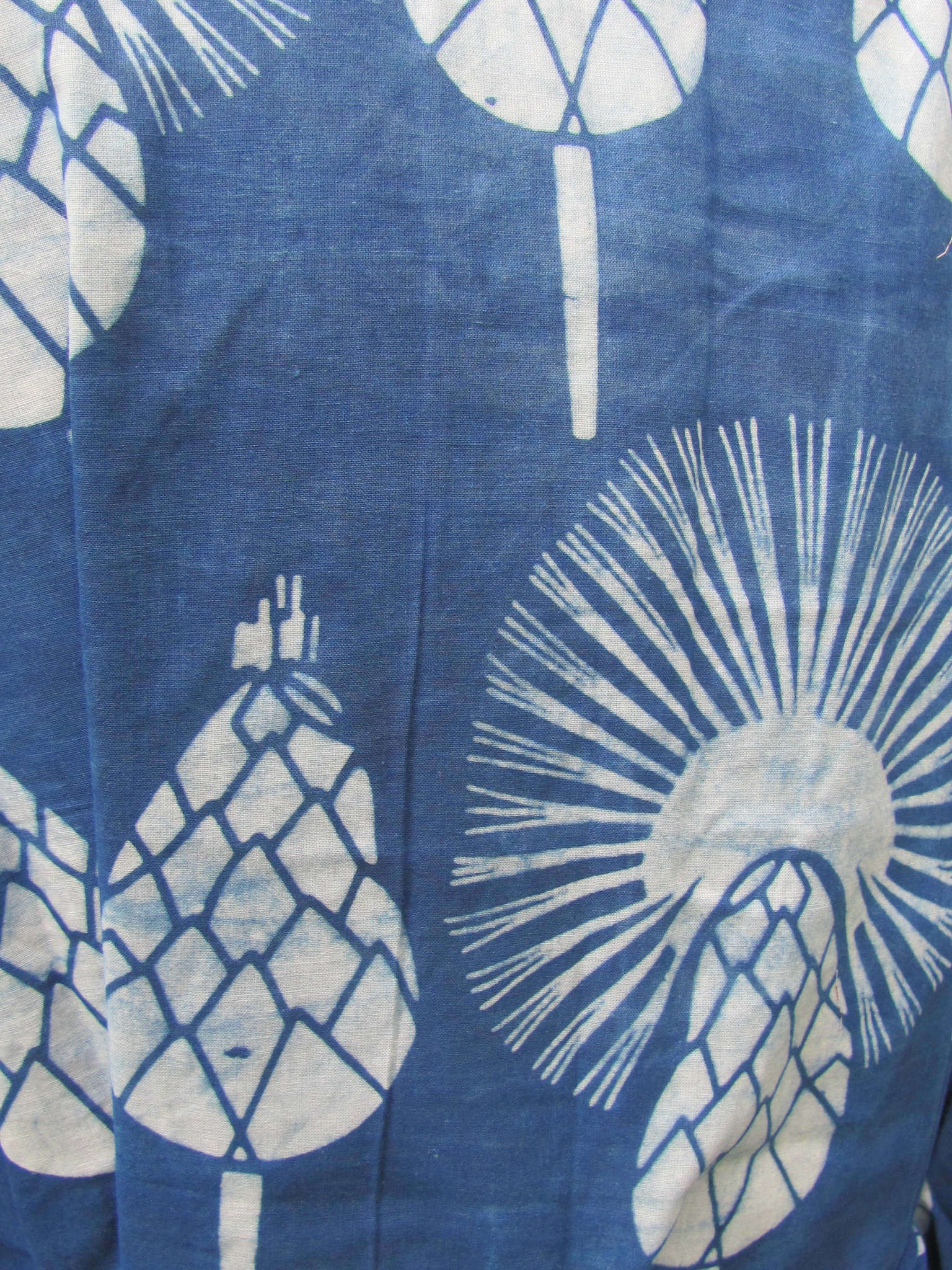 Kimono, dressing gown hand printed with vegetable dyes. 100% cotton