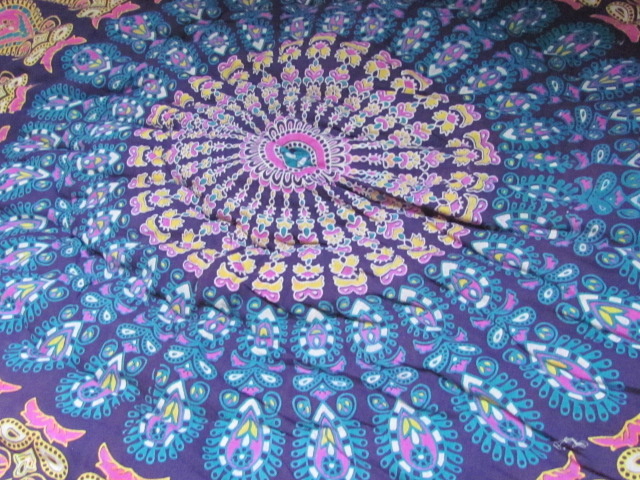 Hippy night India quilted and  handprinted  soft Cotton double counterpane