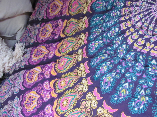 Hippy night India quilted and  handprinted  soft Cotton double counterpane