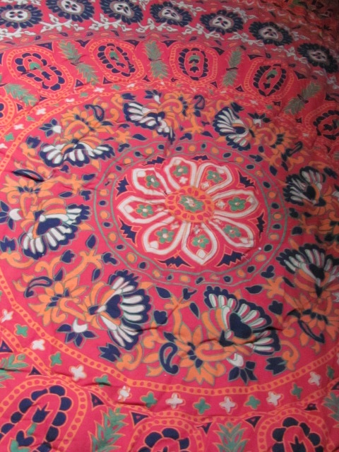 Hippy night India quilted and  handprinted  soft Cotton double counterpane