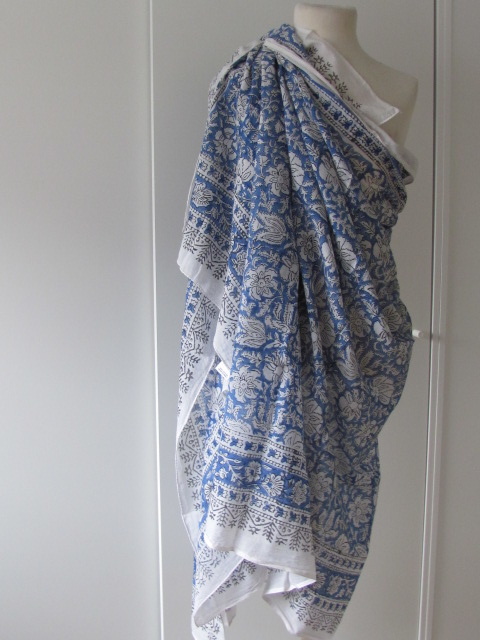 Shawl, Sarong, Pareo,  Dupatta, Skirt, 100% Handprinted Cotton