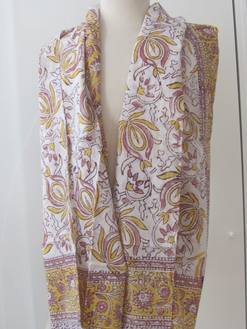 Shawl, Sarong, Summer Wrap,  Dupatta, Skirt, 100% Handprinted Cotton