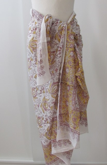 Shawl, Sarong, Summer Wrap,  Dupatta, Skirt, 100% Handprinted Cotton