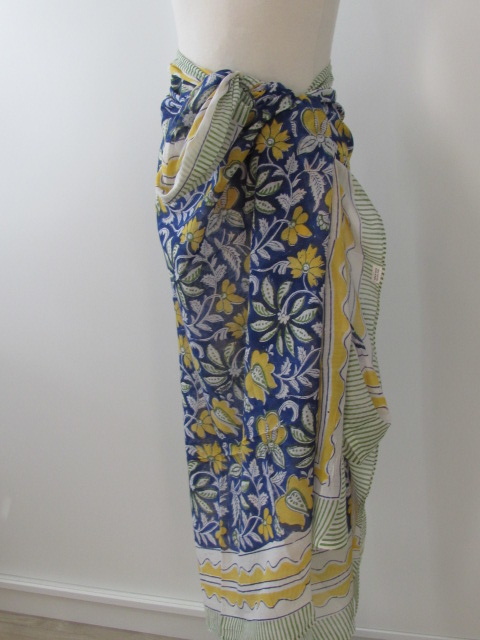Shawl, Sarong, Summer Wrap,  Dupatta, Skirt, 100% Handprinted Cotton