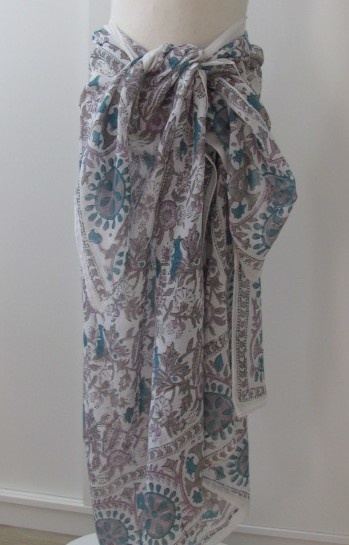 Shawl, Sarong, Summer Wrap,  Dupatta, Skirt, 100% Handprinted Cotton