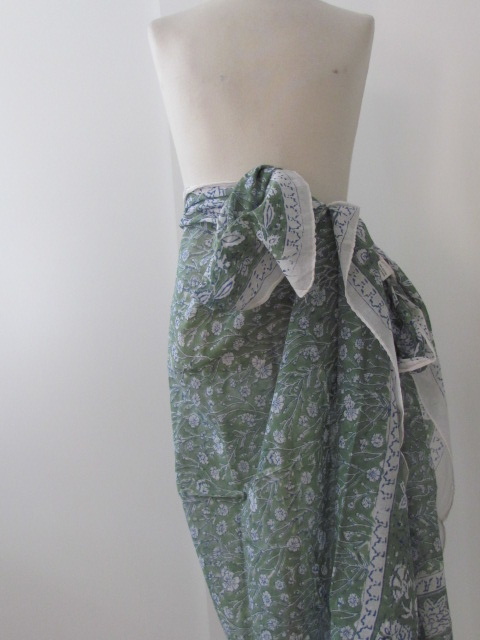 Shawl, Sarong, Summer Wrap,  Dupatta, Skirt, 100% Handprinted Cotton