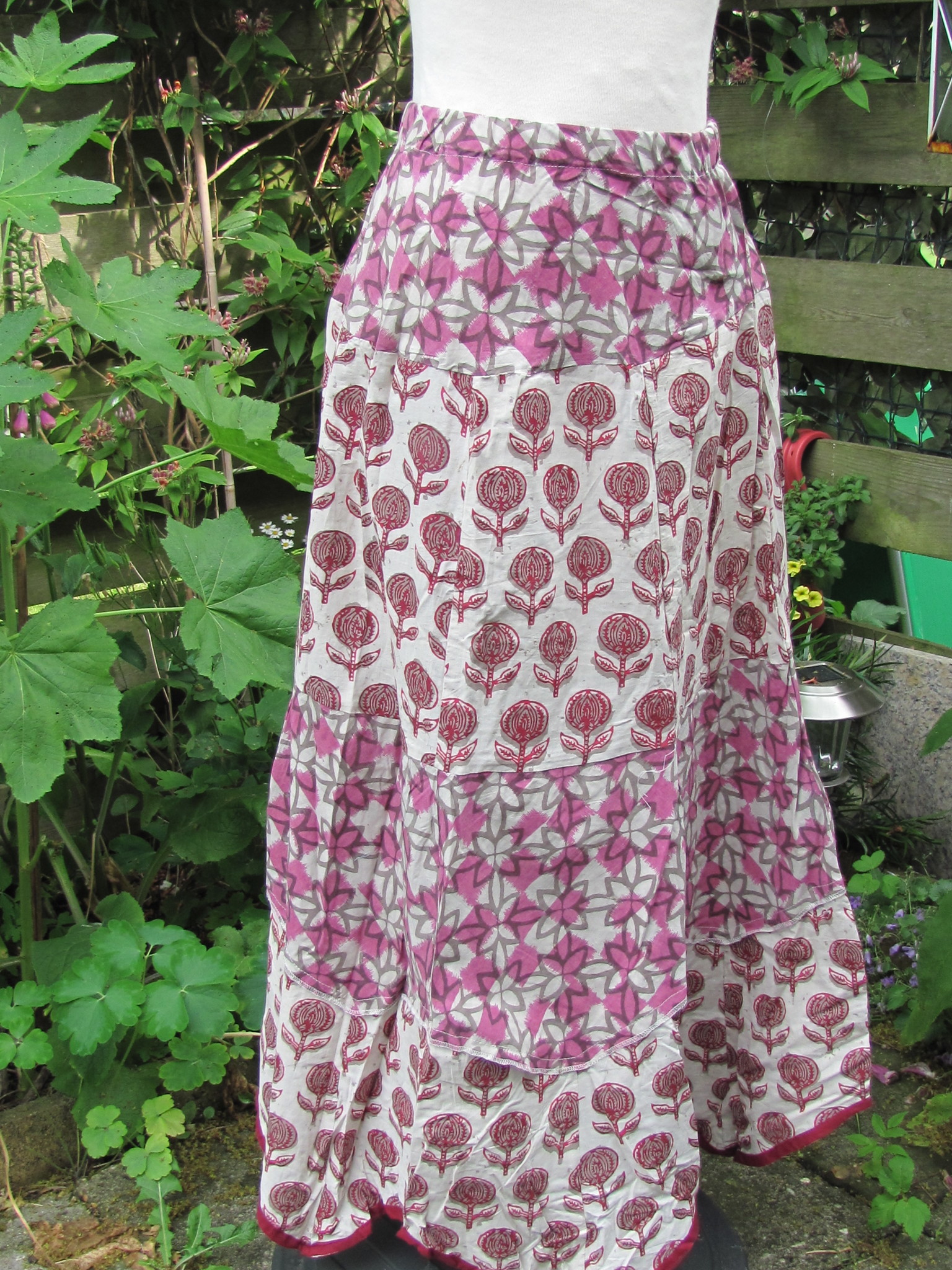 Skirt,  blockprinted. Long bohemian slow fashion