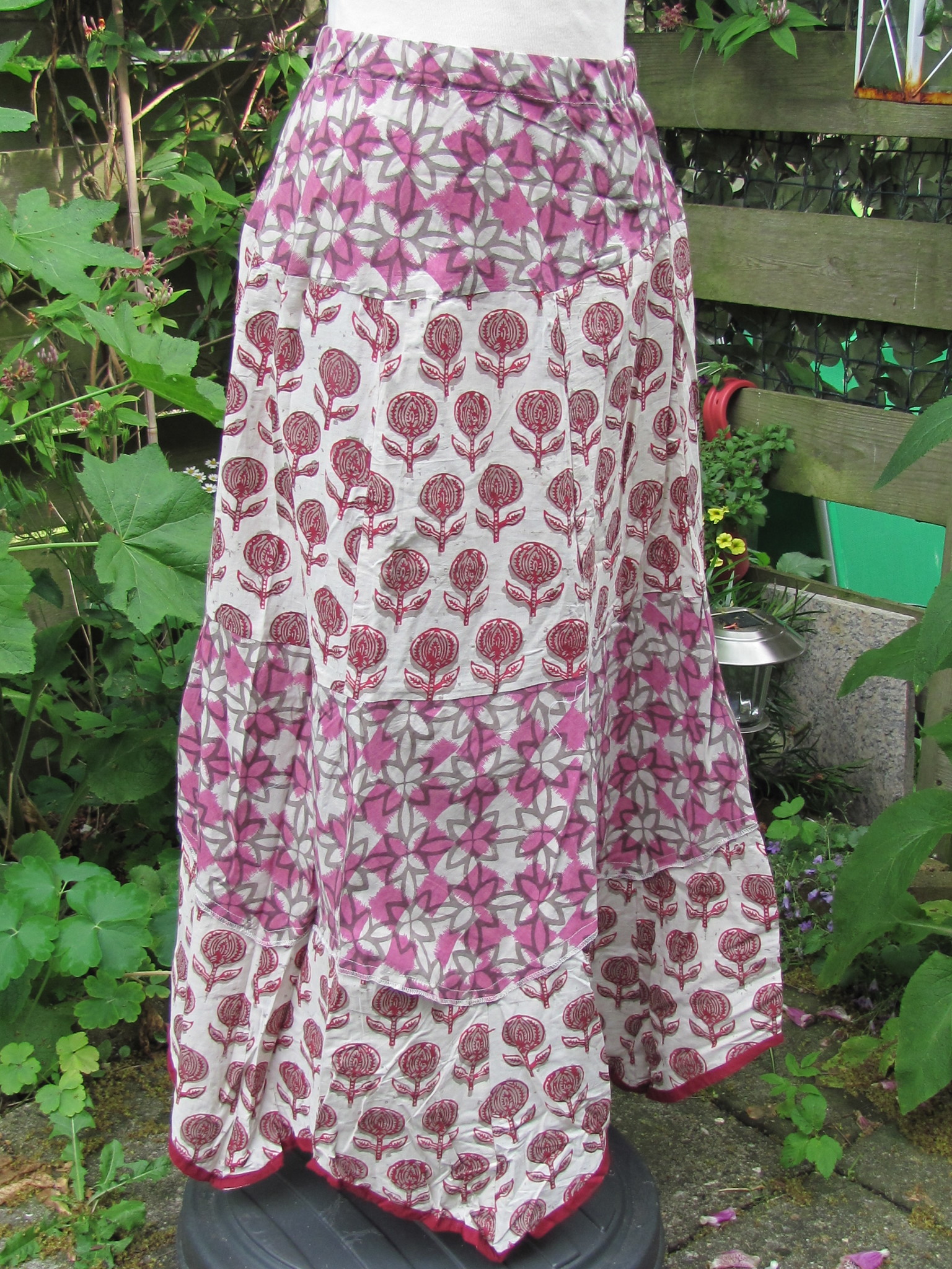 Skirt,  blockprinted. Long bohemian slow fashion