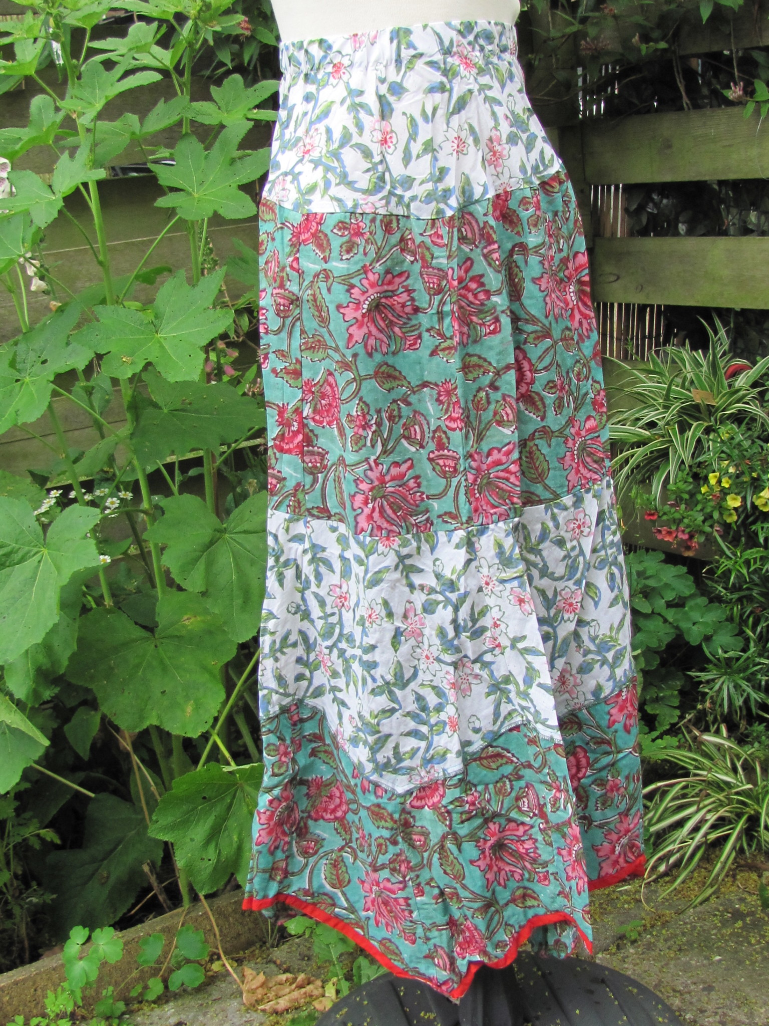 Skirt long bohemian  blockprinted, Ibiza summer skirt