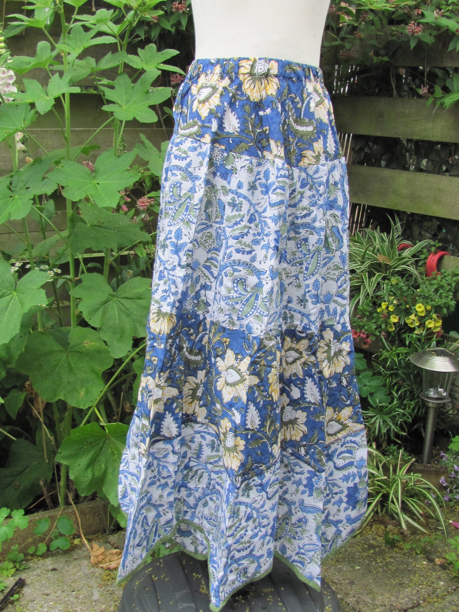Ibiza Boho Hippie Summer Maxi Flower Dress Made With Hand Block Cotton 
