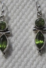 Earring   silver with two facet cut peridot stones.