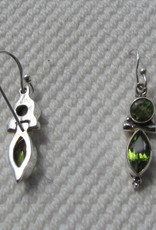 Earring   silver with two facet cut peridot stones.