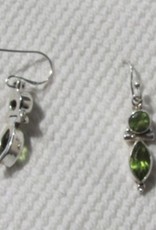 Earring   silver with two facet cut peridot stones.