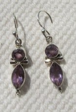 Earring silver with two amythist stones