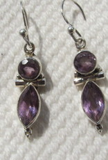 Earring silver with two amythist stones