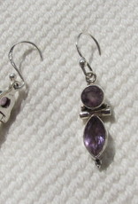 Earring silver with two amythist stones