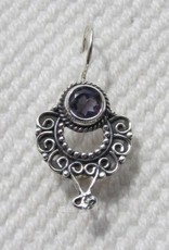 Earring  silver with facet cut iolite