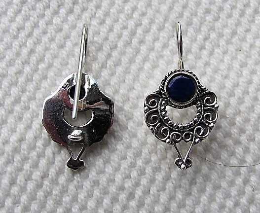 Earring  silver with facet cut  lapis lazuli