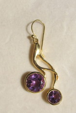 Earring goud on silver, amythists