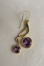 Earring goud on silver, amythists