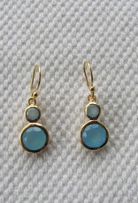 Earring  gold plating on silver with blue calceadone