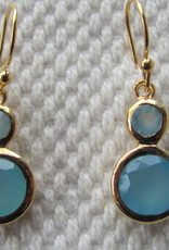 Earring  gold plating on silver with blue calceadone