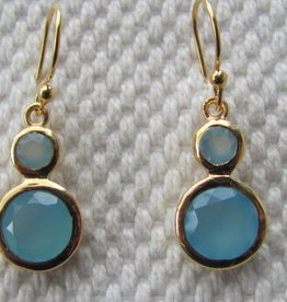 Earring  gold plating on silver with  blue calceadone