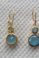 Earring  gold plating on silver with blue calceadone