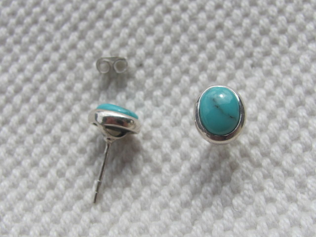 Earring silver stud with  turquoise stone