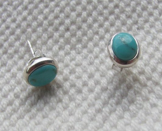 Earring silver stud with  turquoise stone