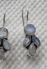 Silver dormeuse earrings with rainbow moonstone