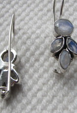 Silver dormeuse earrings with rainbow moonstone