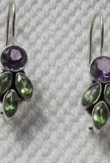 Silver dormeuse earrings  precious stones