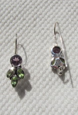 Silver dormeuse earrings  precious stones