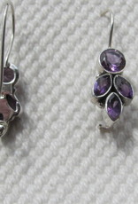 Silver dormeuse earrings with precious stones