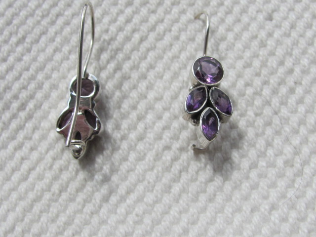 Silver dormeuse earrings with precious stones