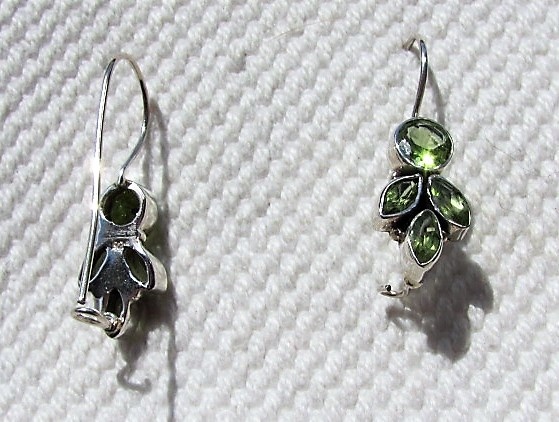 Silver dormeuse earrings with precious stones