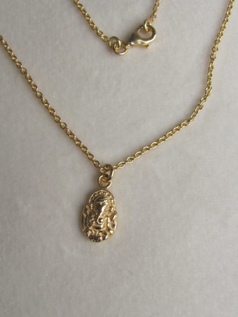 Necklace gold on silver with Ganesh pendant charm