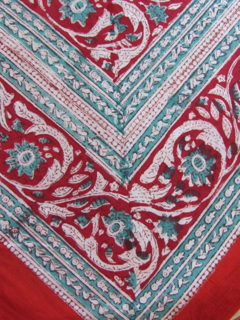 Bedsheet bohemian  on the bed, grand foulard , tabel cloth, grand foulard,