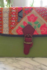 Bag hand made leather and embroidery, cross body bag