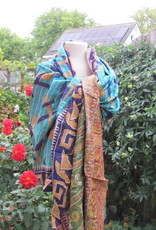 Silk Shawl Gudri Kantha stitching on upcycled silk saris