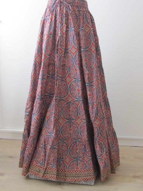 Romantic gypsy skirt hand printed with natural dyes