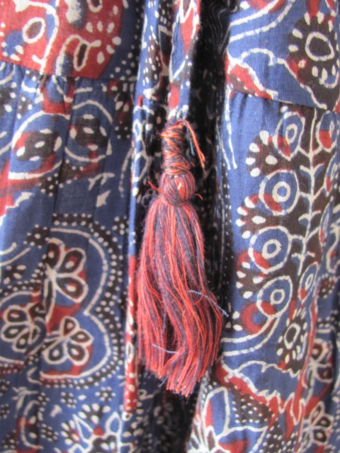 Romantic gypsy skirt hand printed with natural dyes