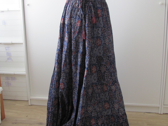 Romantic gypsy skirt hand printed with natural dyes