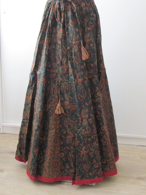 Romantic gypsy skirt hand printed with natural dyes