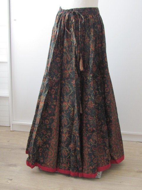 Romantic gypsy skirt hand printed with natural dyes