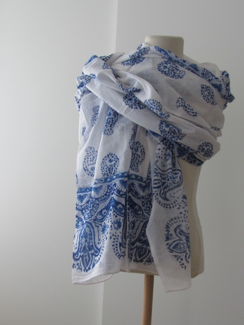 Sjaal,  Zomer Omslagdoek,   Dupatta,  Sarong, Rok,  100%  Handbedrukt Katoen