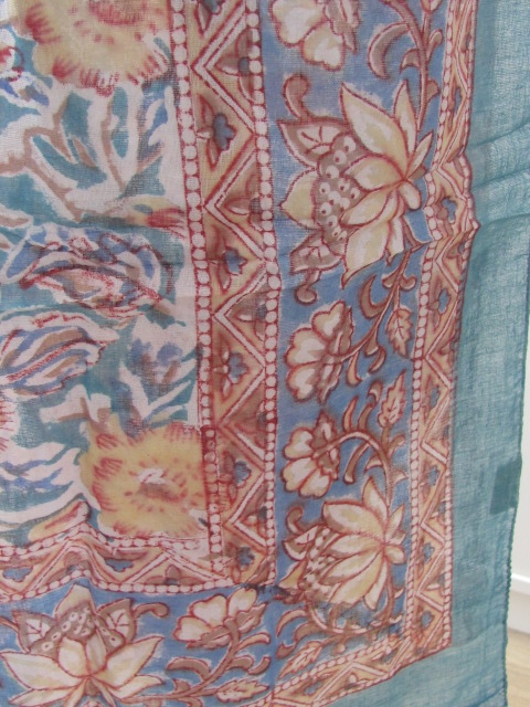 Shawl, Summer Wrap,  Sarong,  Dupatta, Skirt, 100% Handprinted Cotton